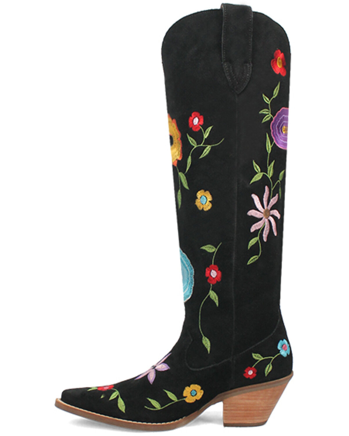 Dingo Women's Flower Power Suede Tall Western Boots - Snip Toe
