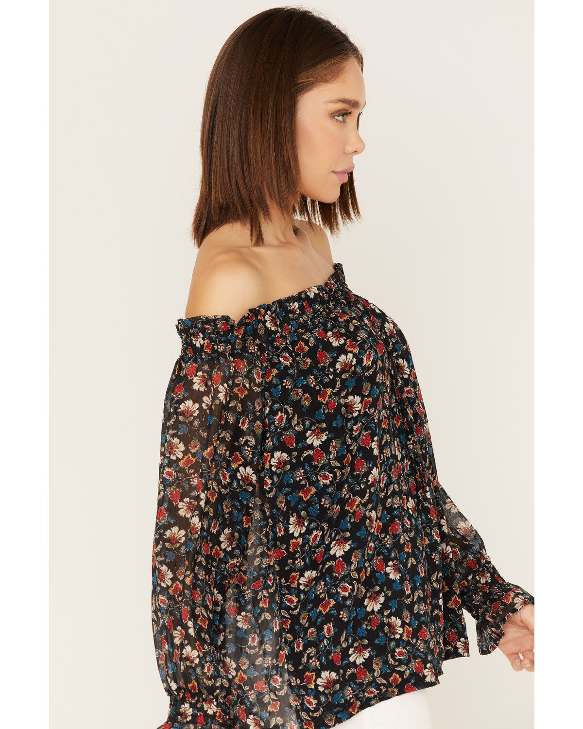 Wild Moss Women's Floral Print Off-Shoulder Top