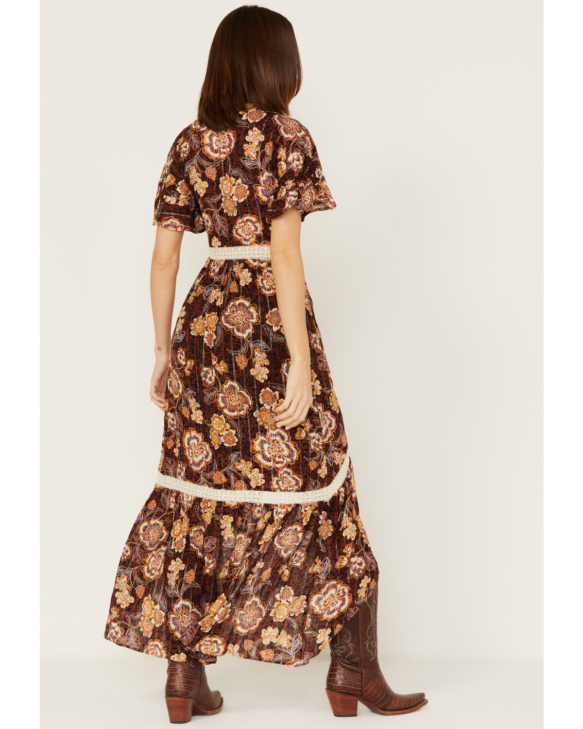 Shyanne Women's Short Sleeve Floral Print High-Low Maxi Dress