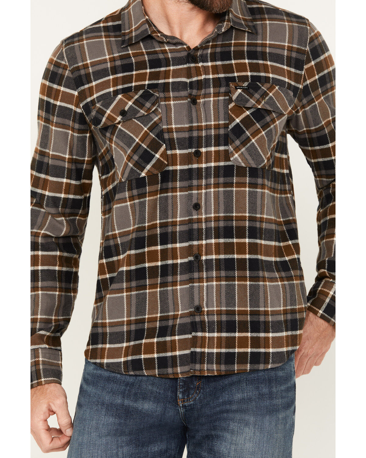 Brixton Men's Bowery Plaid Print Long Sleeve Button-Down Flannel Shirt
