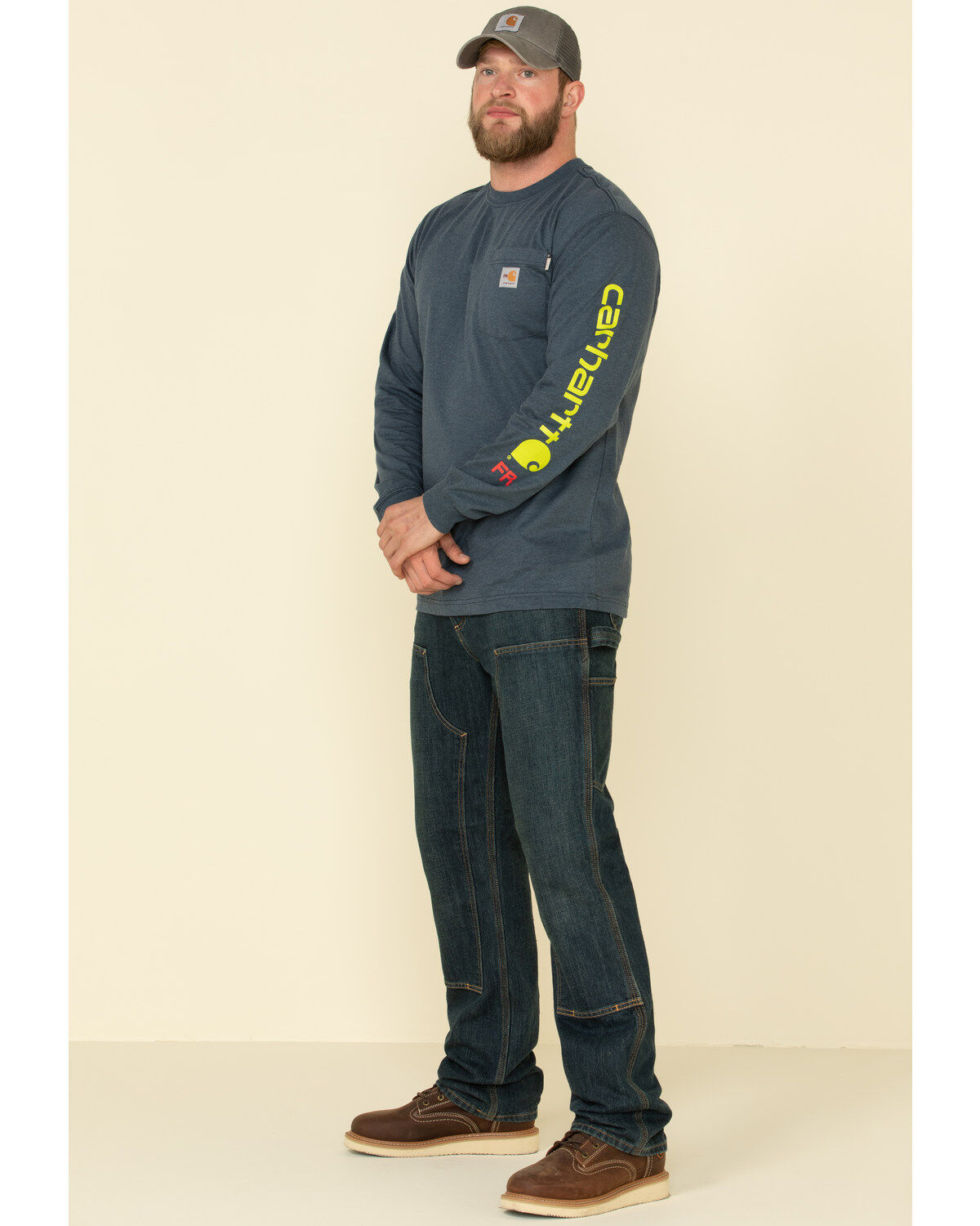 Carhartt Men's M-FR Midweight Signature Logo Long Sleeve Work Shirt - Tall