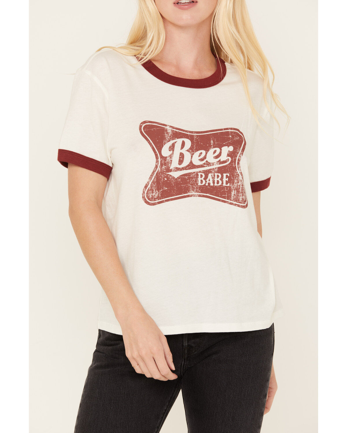 White Crow Women's Beer Babe Graphic Short Sleeve Ringer Tee