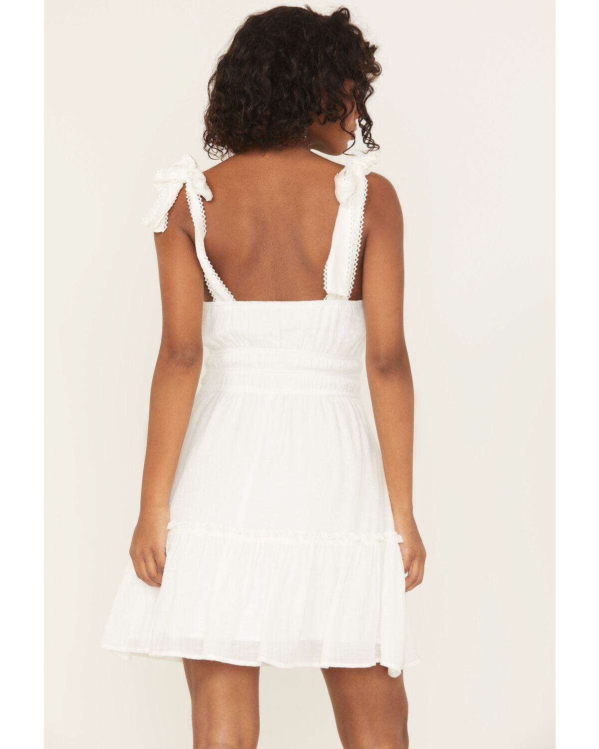 Ash & Violet Women's Solid Bow Sleeveless Mini Dress