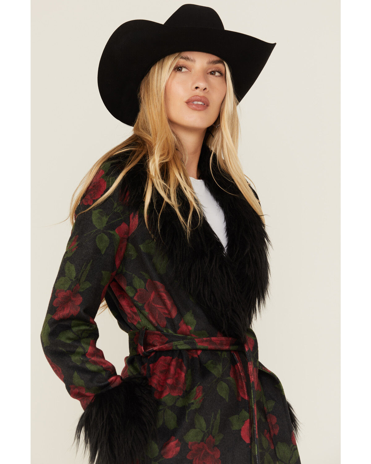 Show Me Your Mumu Women's Red Rose Long Coat