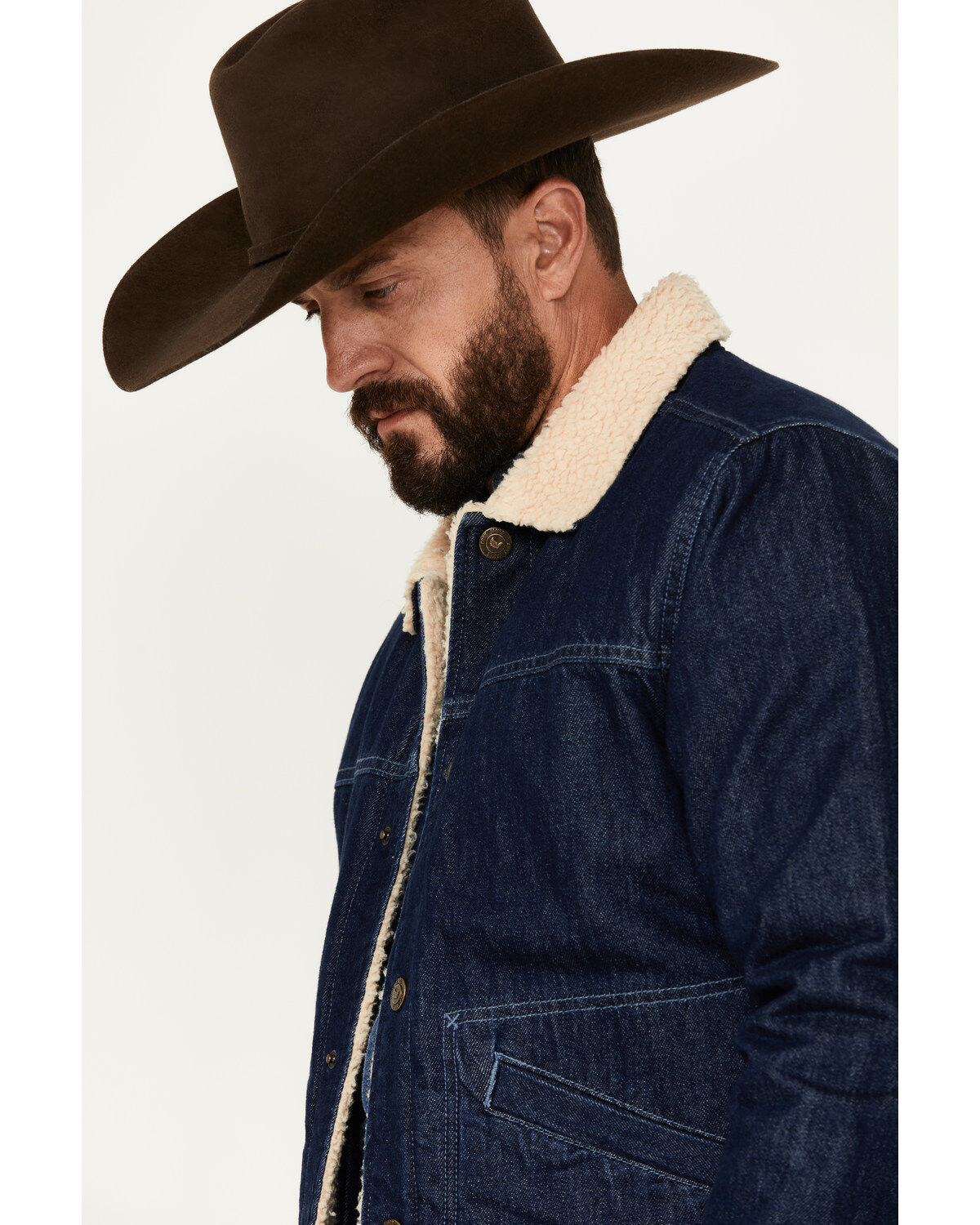 Cody James Men's Sherpa Lined Denim Bomber Jacket