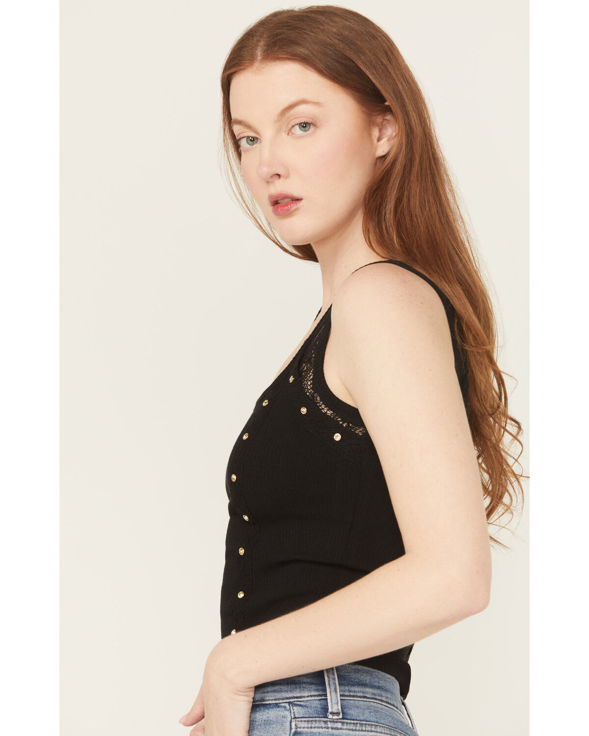 Miss Me Women's Rhinestone Rib Tank