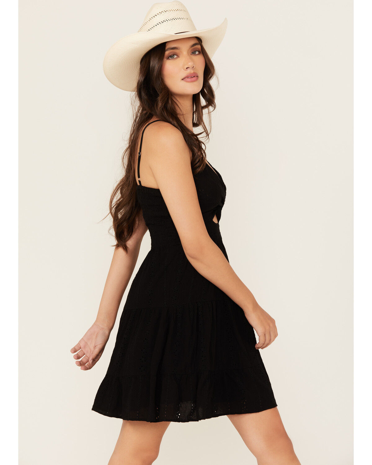 Angie Women's Eyelet Knot Front Mini Dress