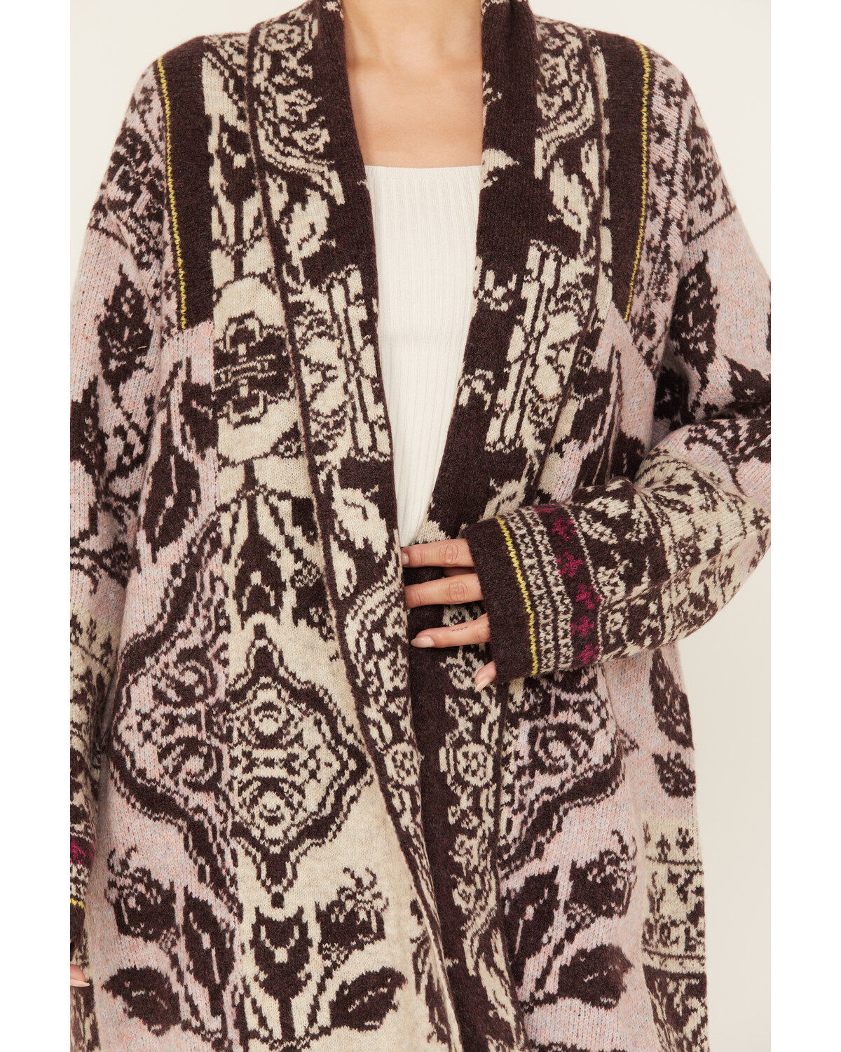 Room 34 Women's Floral Print Jacquard Cardigan