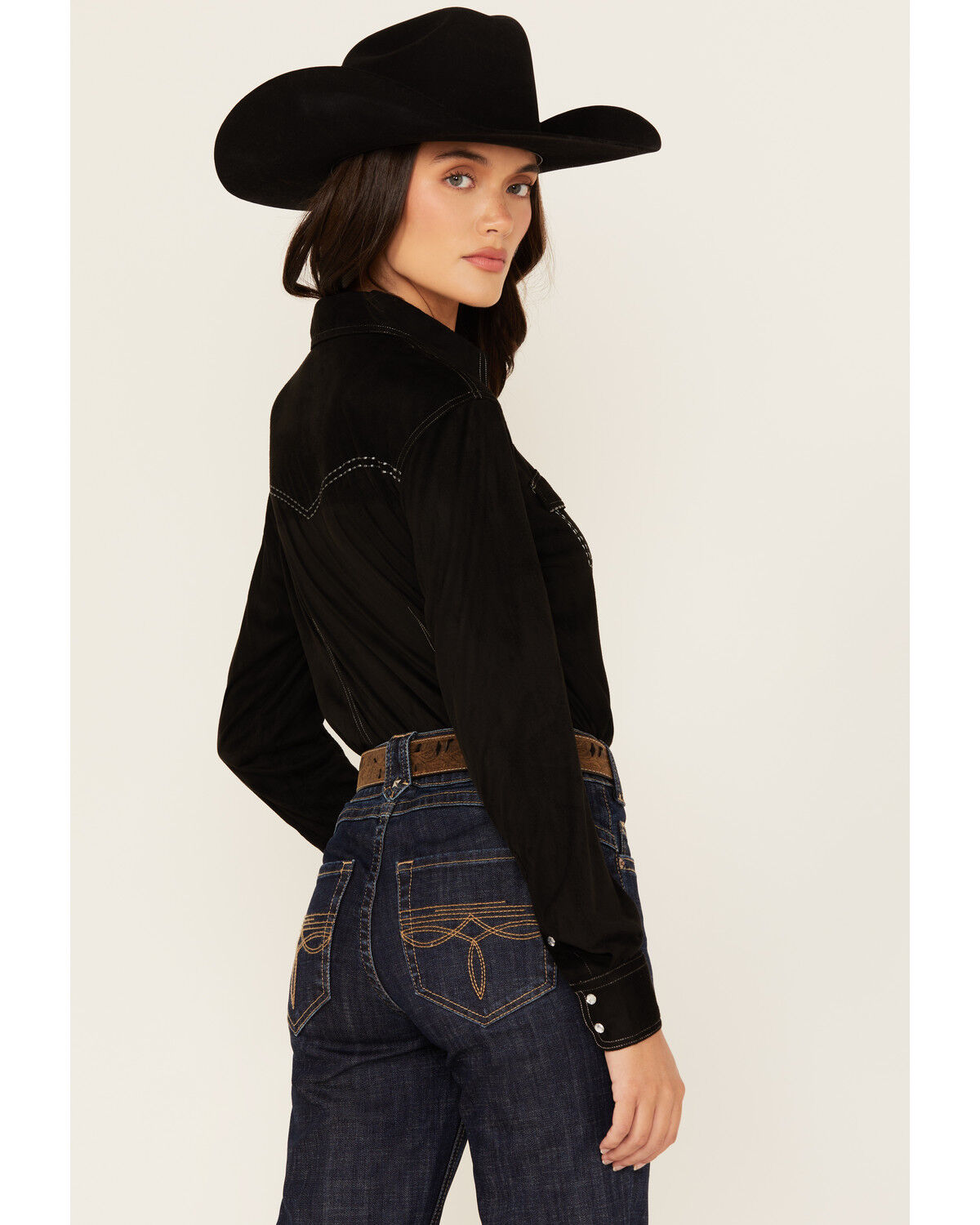 Cowgirl Hardware Women's Faux Suede Long Sleeve Snap Western Shirt