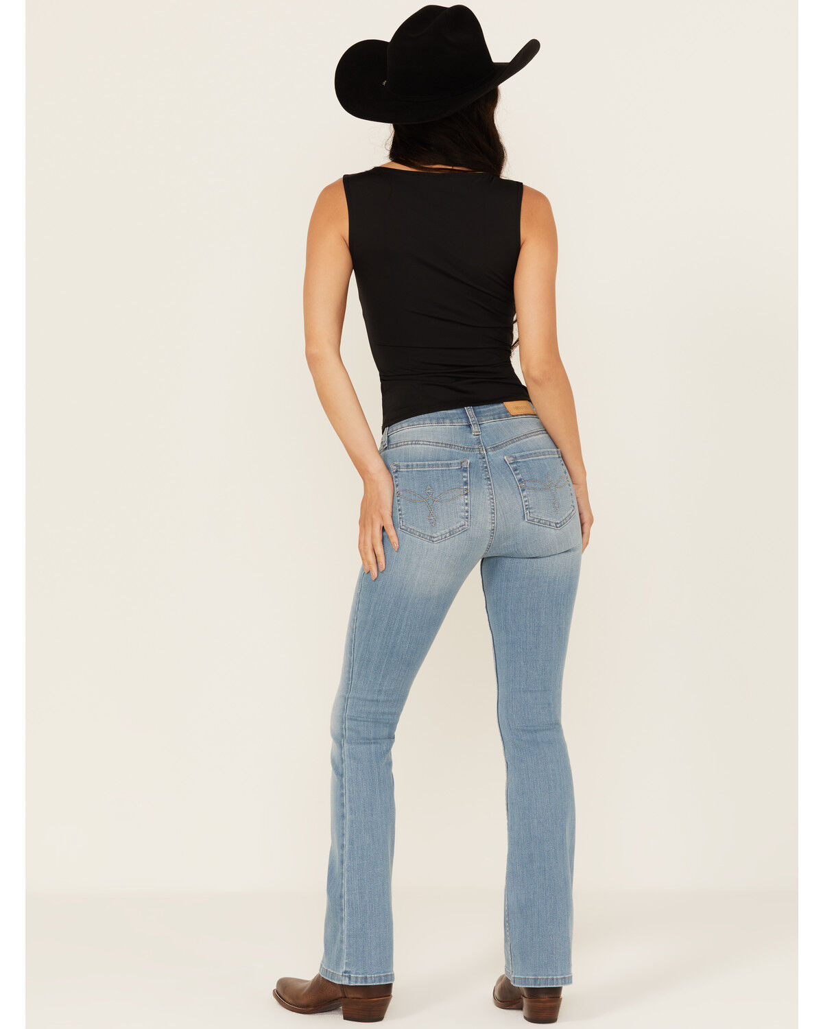 Shyanne Women's Rio Light Wash Aria Medium Rise Bootcut Super Stretch Denim Jeans