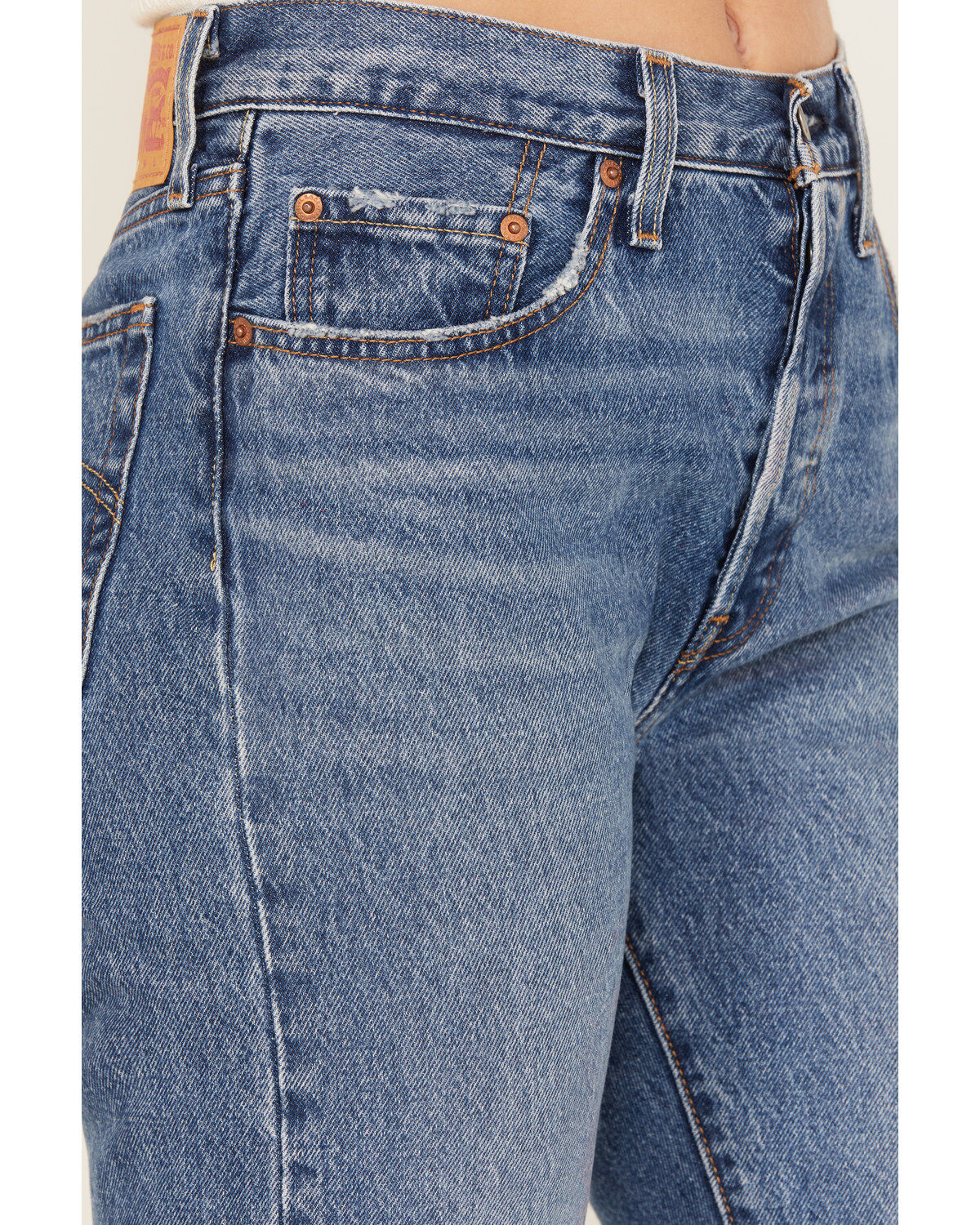 Levi's Women's Medium Wash 501 Pieced Destructed Jeans