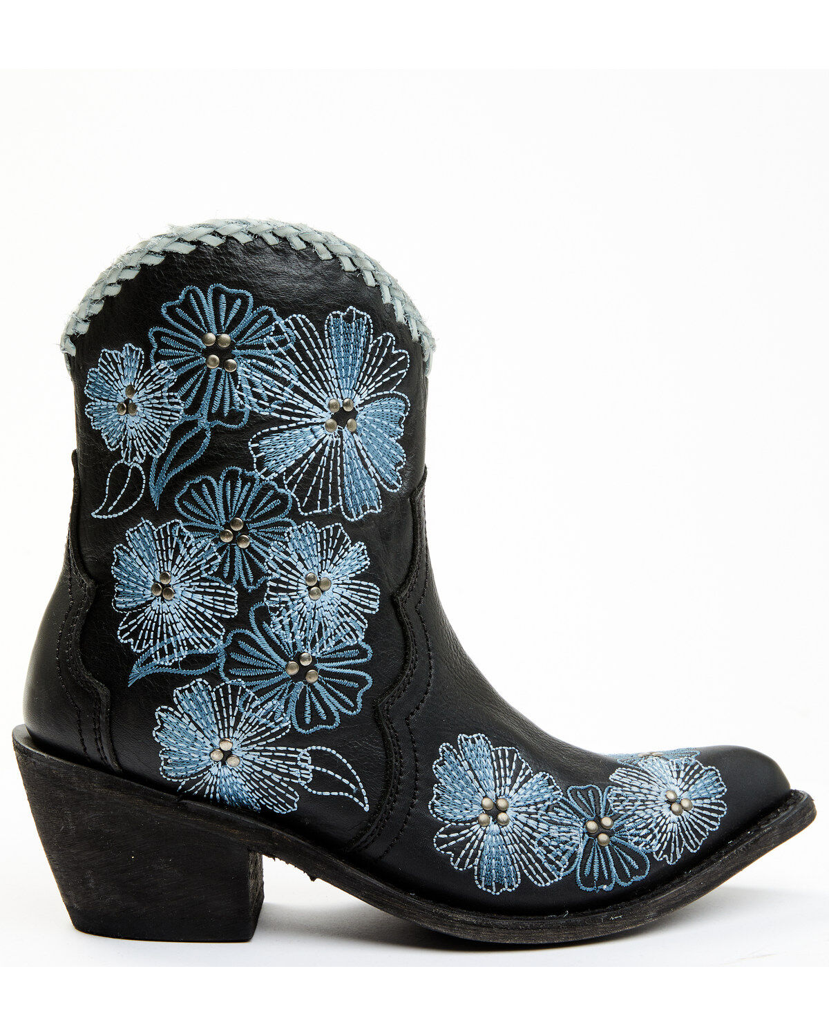 Carborca Silver by Liberty Black Women's Loren Tonal Floral Embroidered Western Fashion Booties - Snip Toe