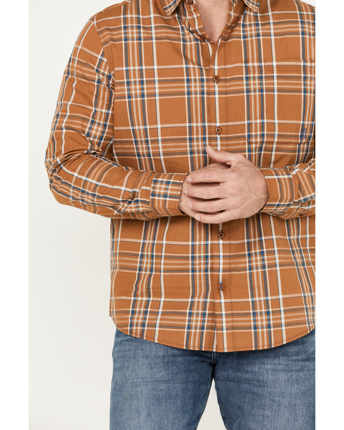 Brothers and Sons Men's Cheyenne Plaid Print Long Sleeve Button-Down Western Shirt