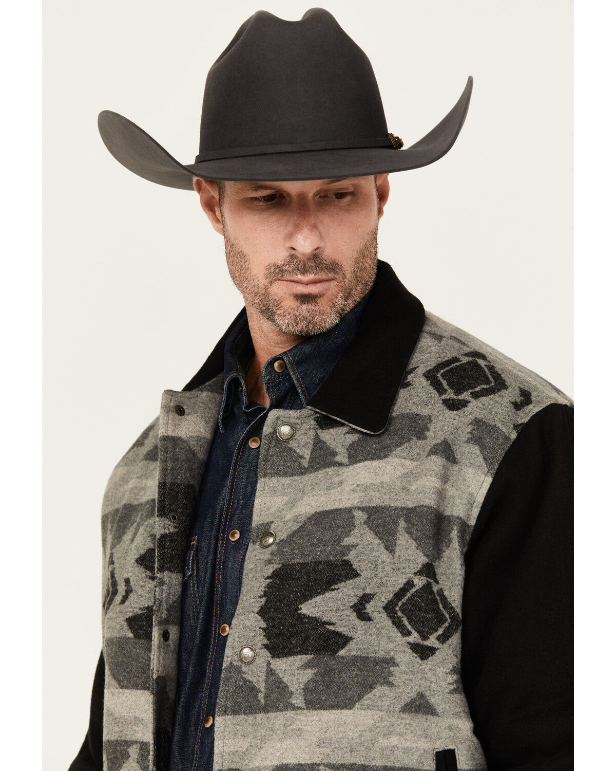 Cripple Creek Men's Southwestern Print Wool Bomber Jacket