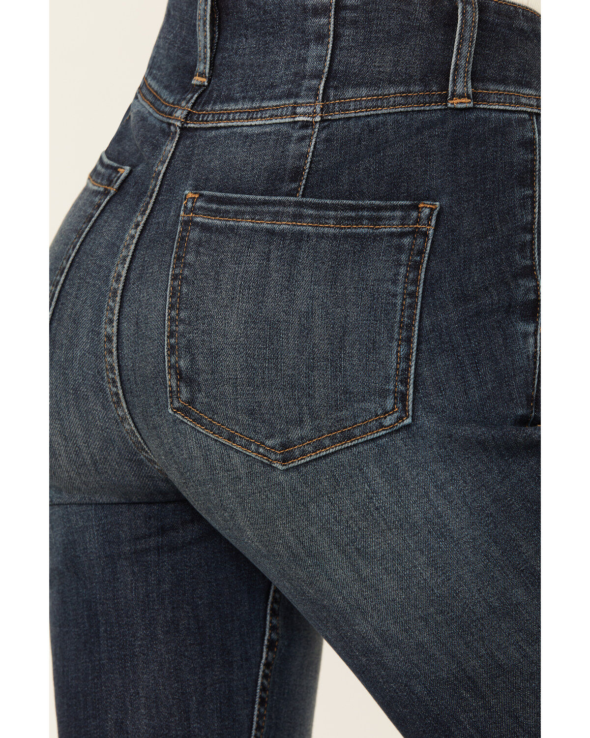 Shyanne Women's Bellflower Dark Wash Darted Waist Comfort Stretch Flare Jeans