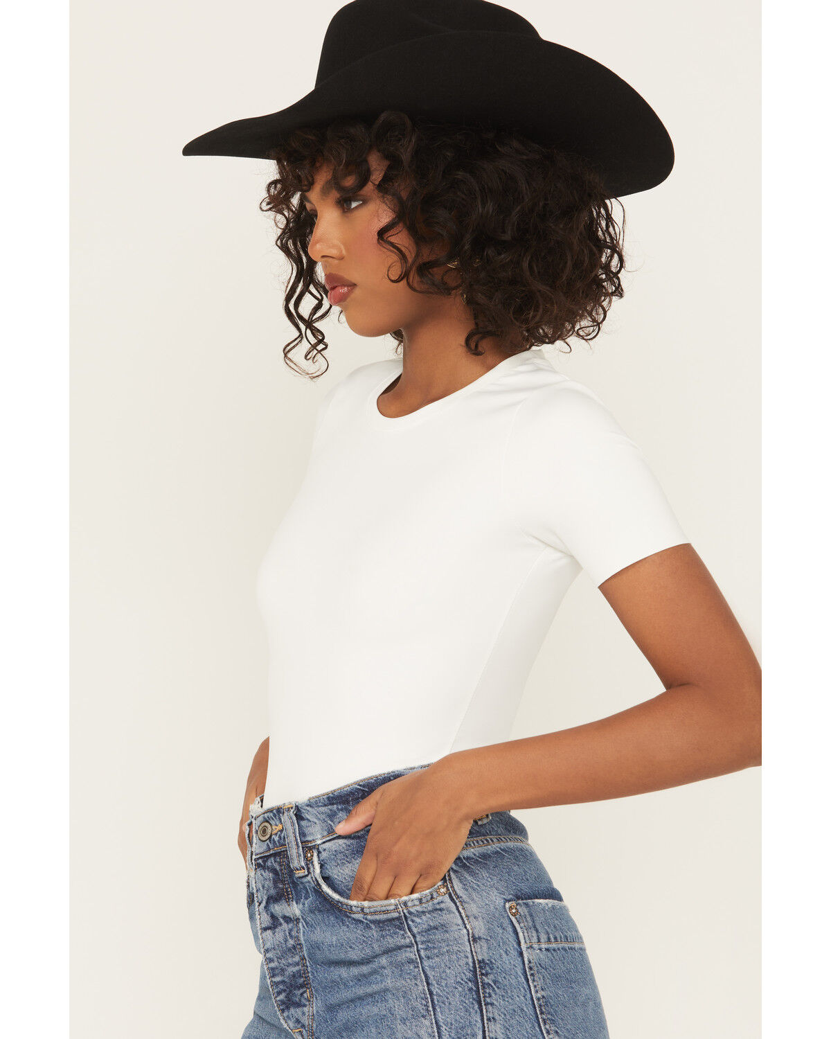 Good American Women's Scuba Solid Short Sleeve Bodysuit