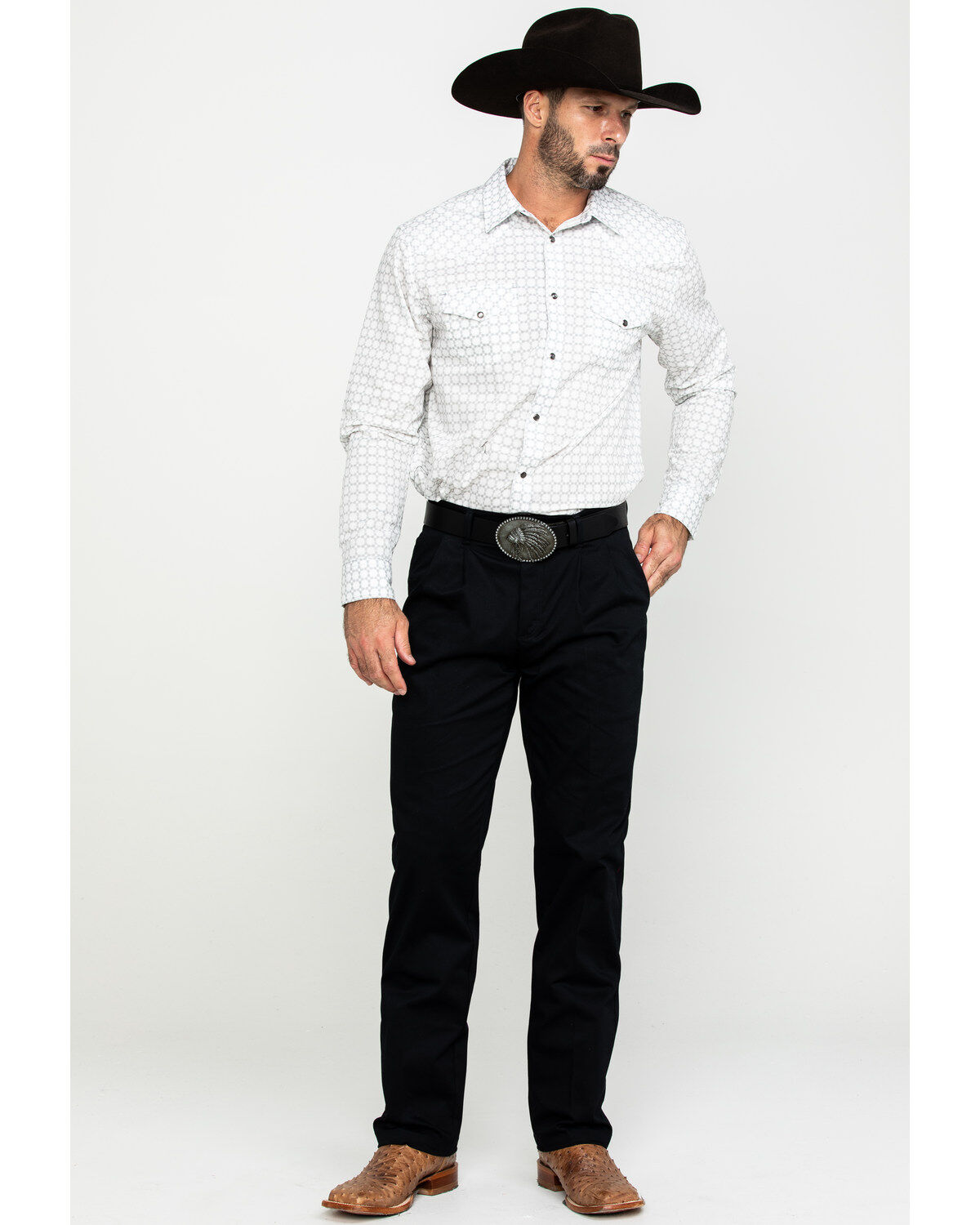 Wrangler Men's Black Casual Pleated Front Western Pants