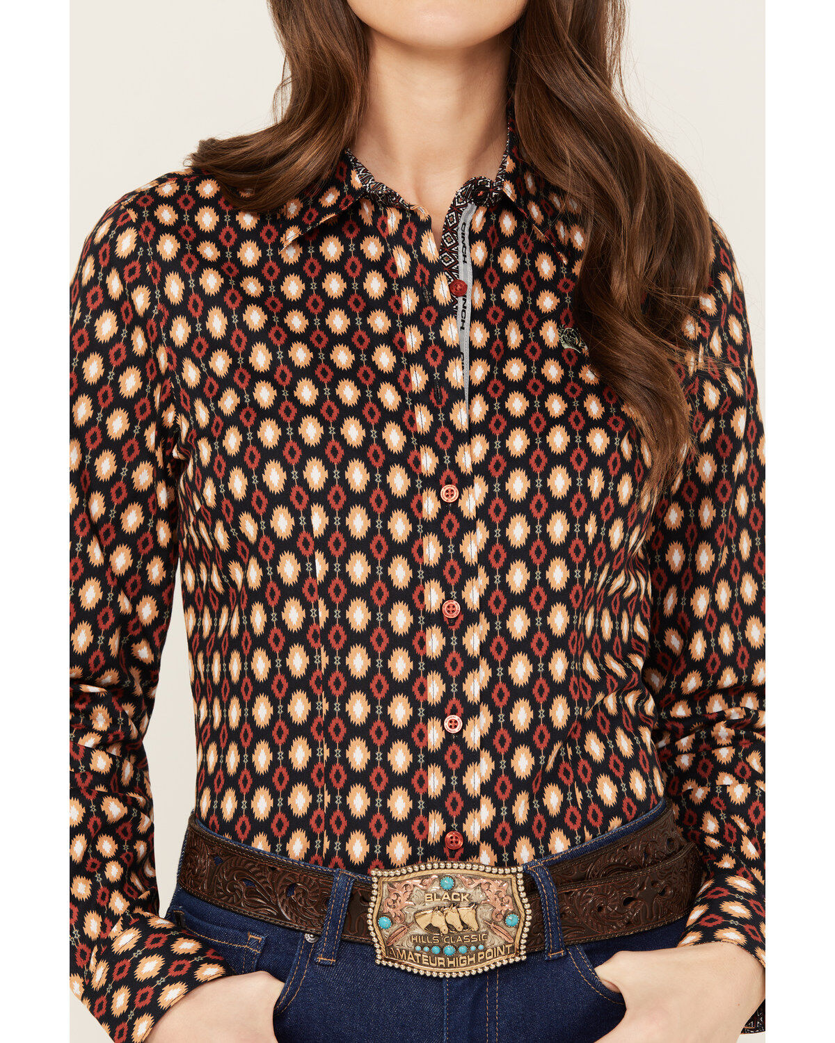 Cinch Women's Southwestern Long Sleeve Button Down Western Shirt