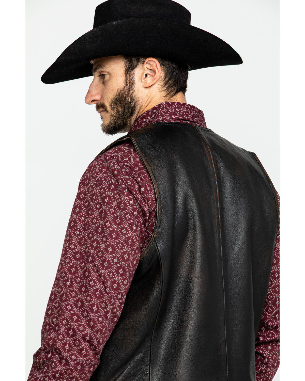 Scully Leatherwear Men's Leather Buck Stitch Vest