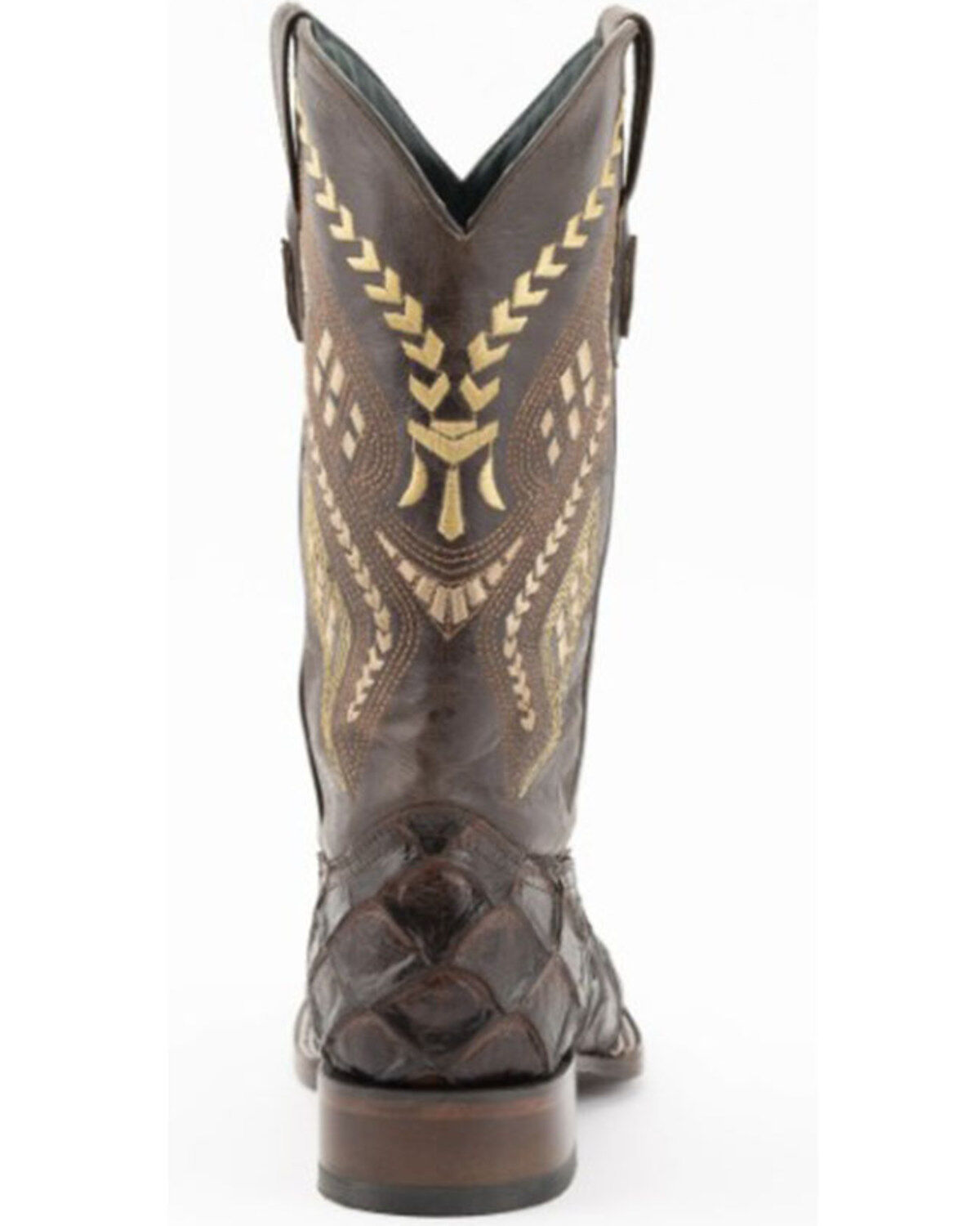 Ferrini Men's Bronco Brown Pirarucu Print Western Boots - Broad Square Toe