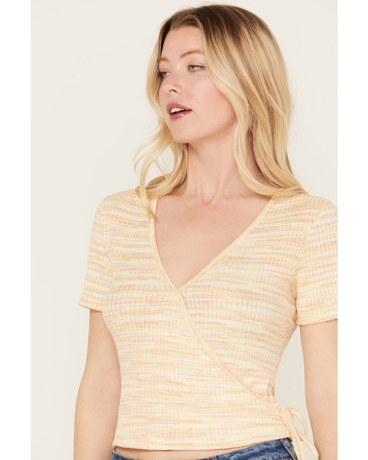 Wild Moss Women's Space Dye Faux Wrap Top