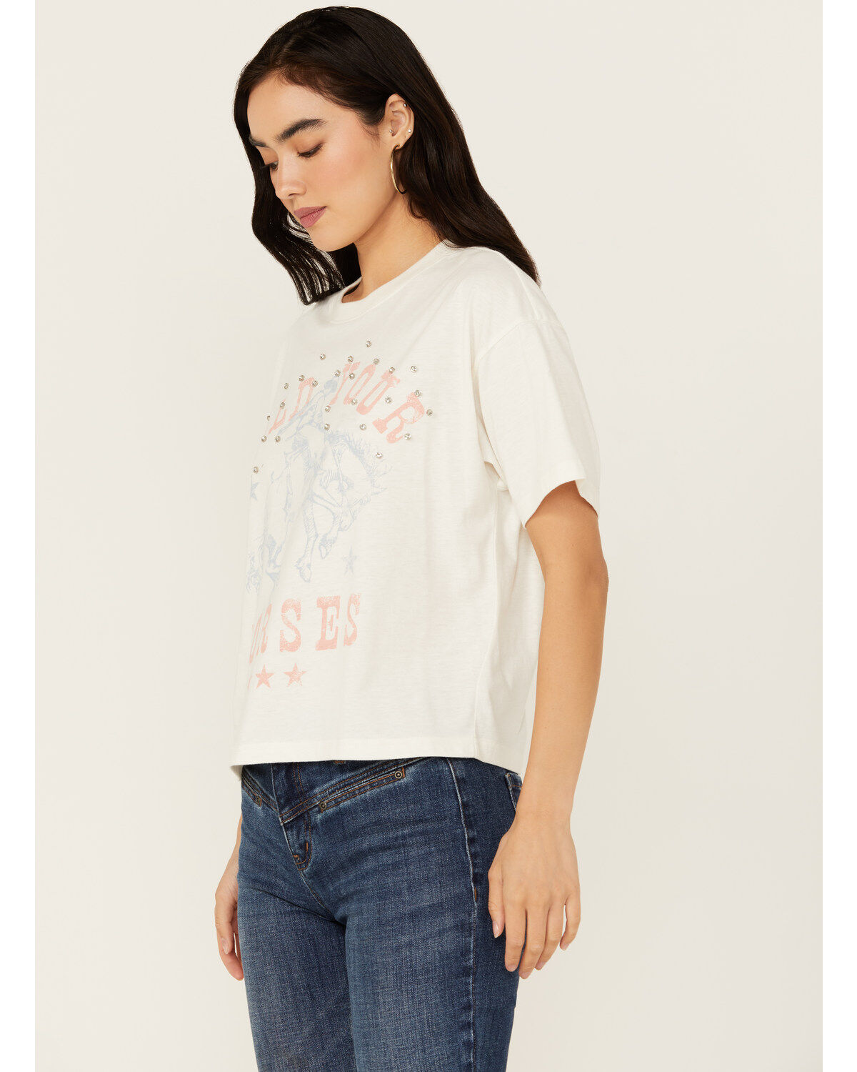 Youth in Revolt Women's Rhinestone Hold Your Horses Short Sleeve Graphic Tee