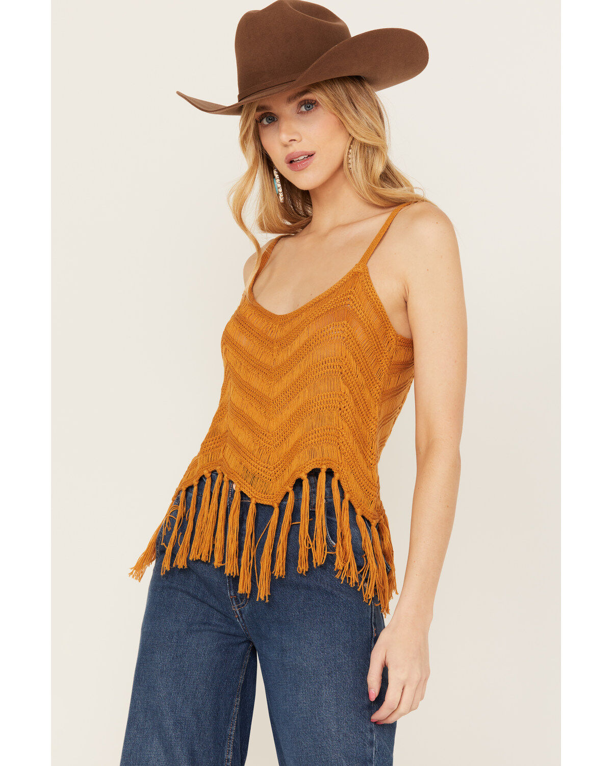 Rock & Roll Denim Women's Crochet Fringe Tank