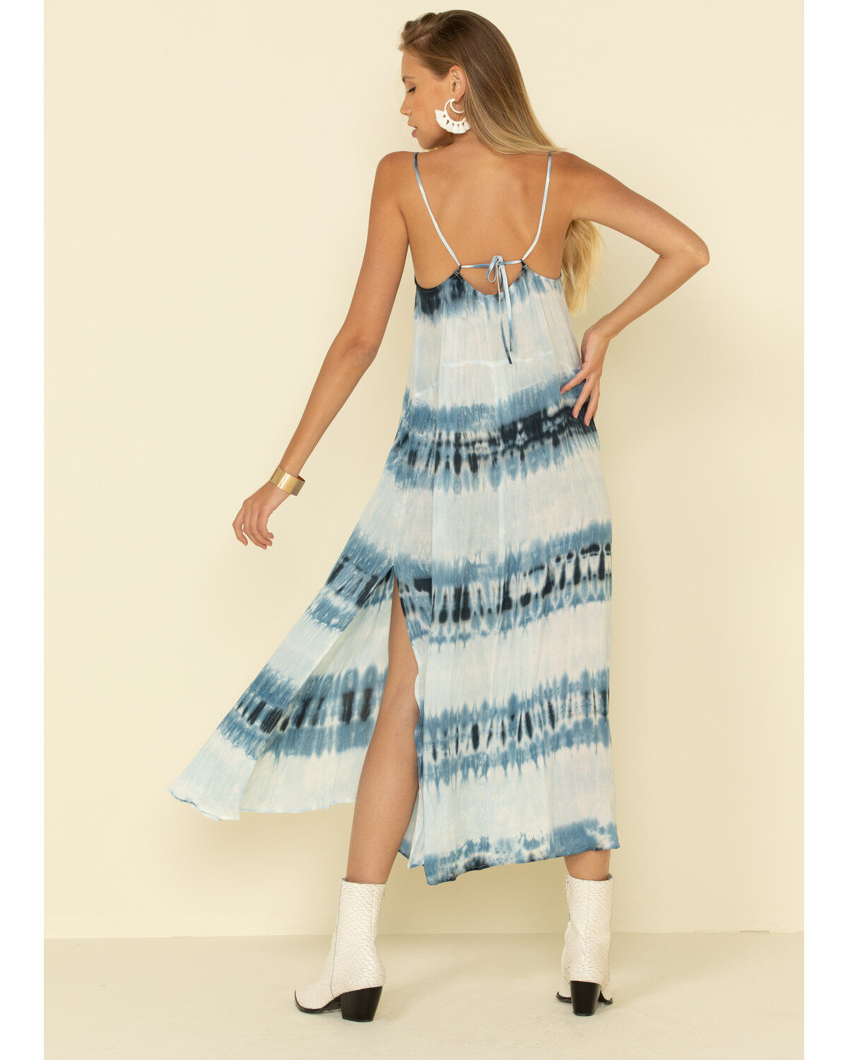Rag Poet Women's Tie Dye Stripe Pura Midi Dress