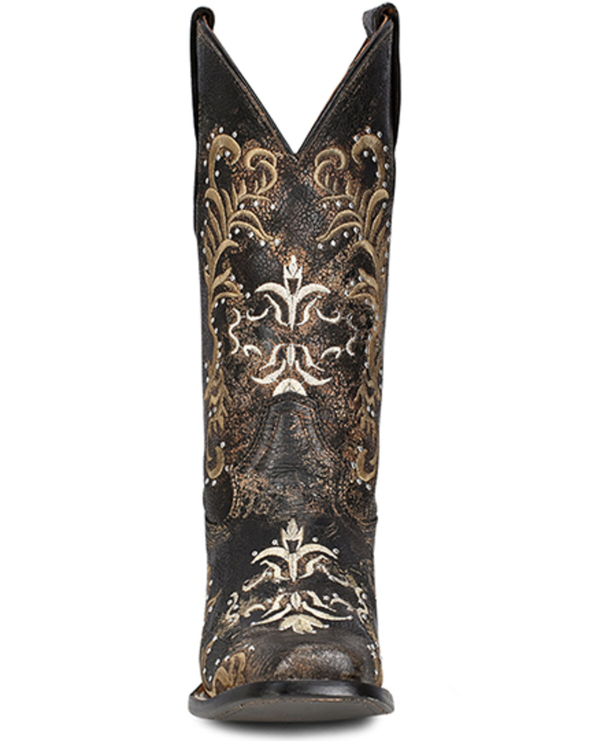 Circle G Women's Embroidered & Studded Distressed Tall Western Boots - Square Toe