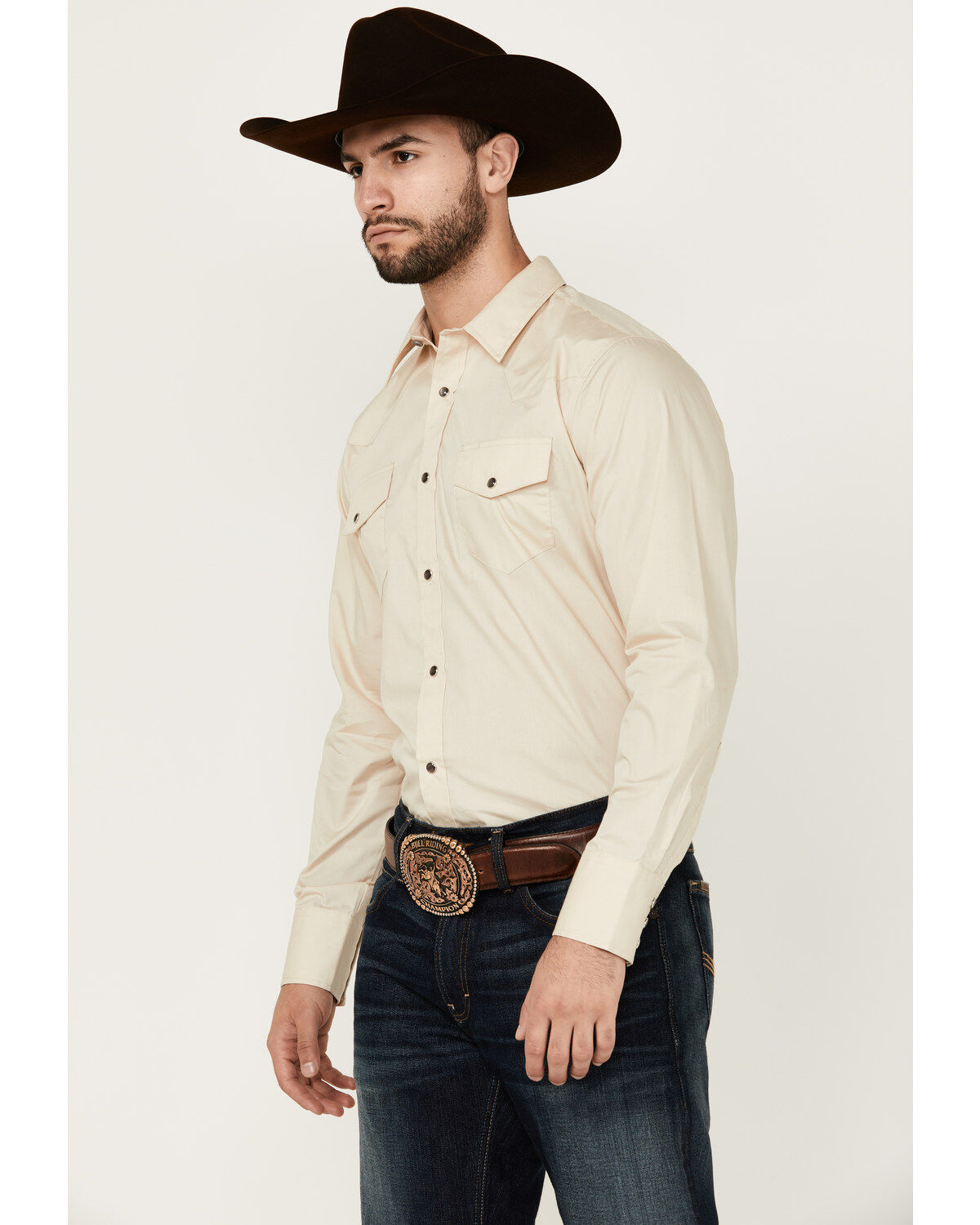 Gibson Men's Basic Solid Long Sleeve Pearl Snap Western Shirt