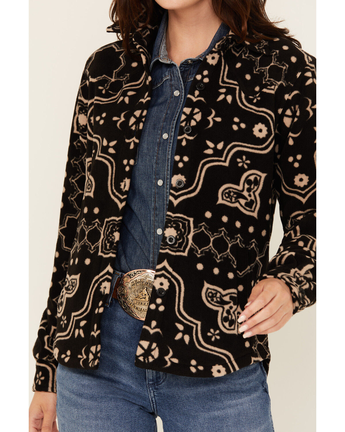 Outback Trading Co Women's Bandana Print Fleece Button-Down Western Shirt