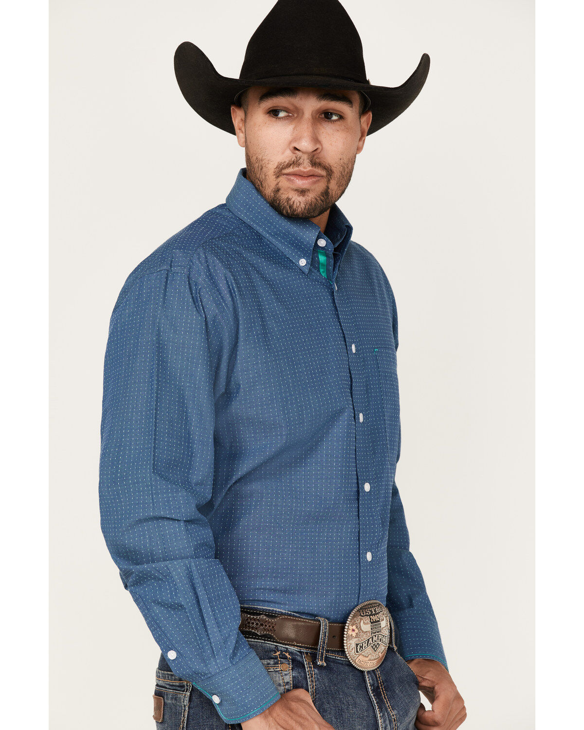 Rough Stock by Panhandle Men's Dobby Long Sleeve Button Down Western Shirt