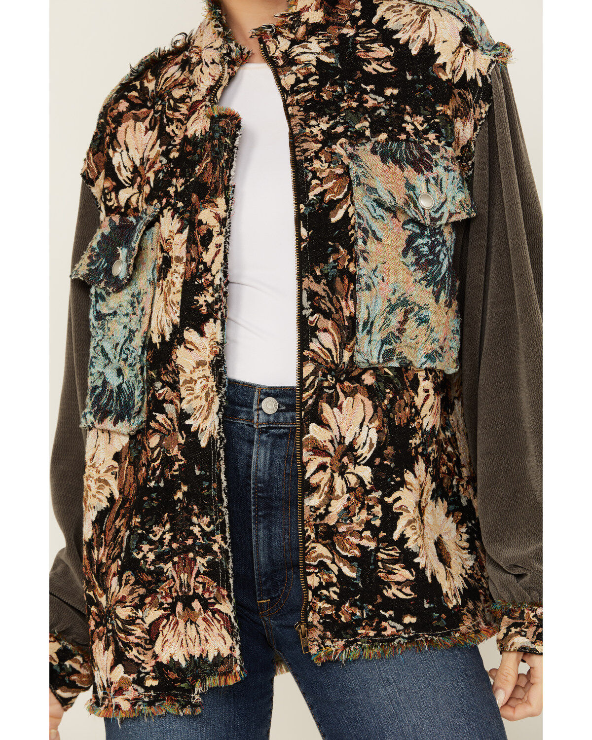 POL Women's Floral Long Sleeve Shacket