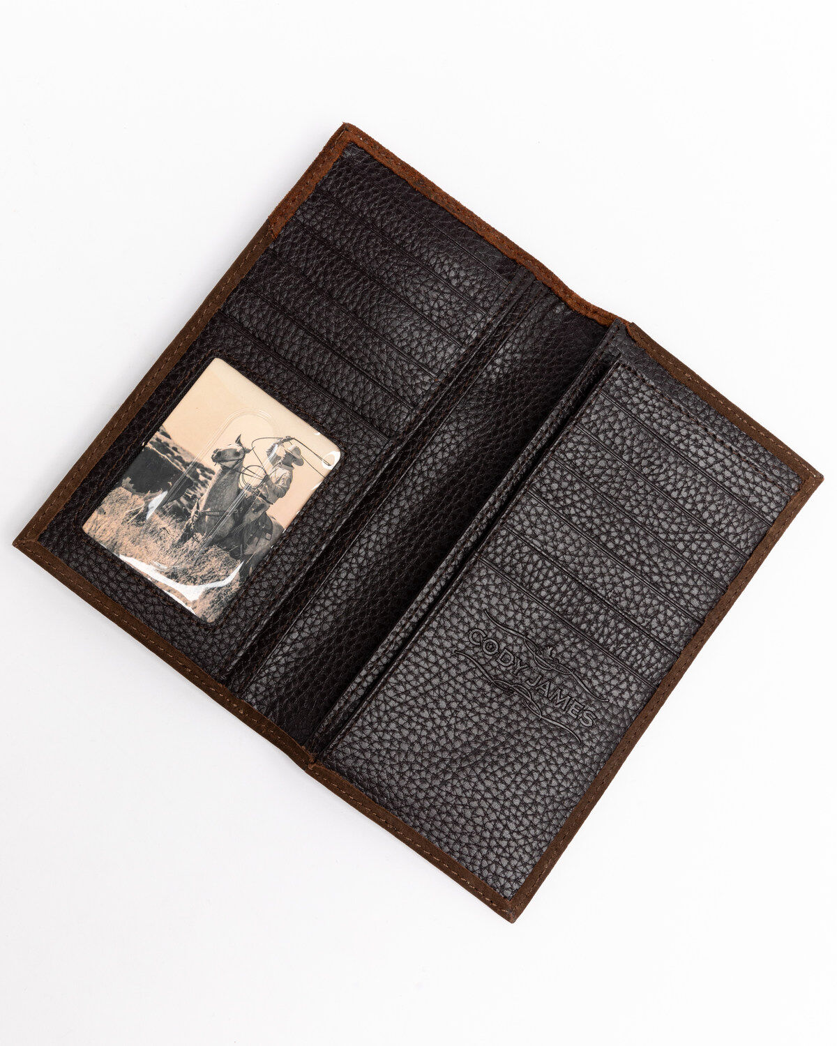 Cody James Men's Boot Stitch Long Horn Leather Checkbook Wallet