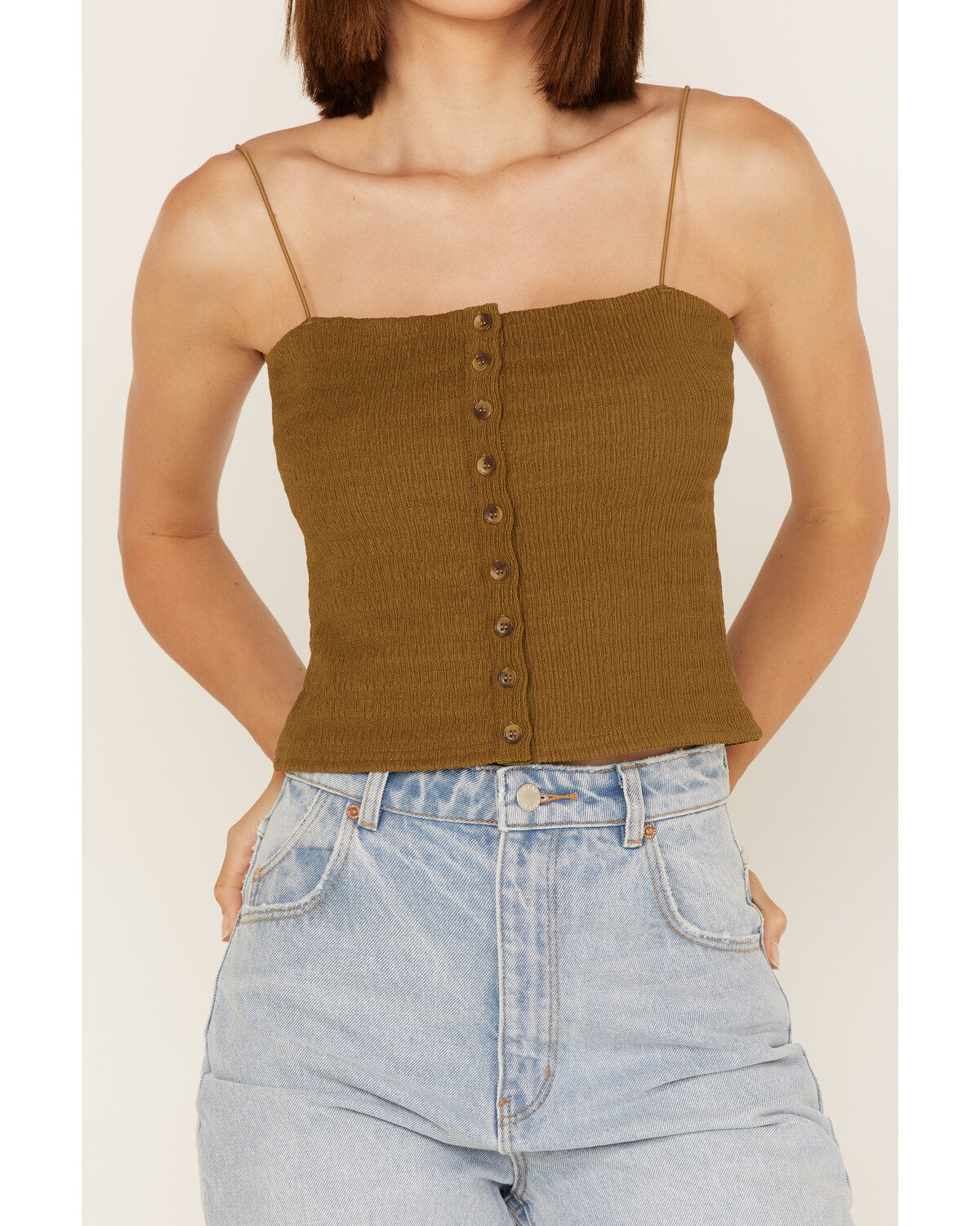 Cleo + Wolf Women's Smocked Button Front Tank