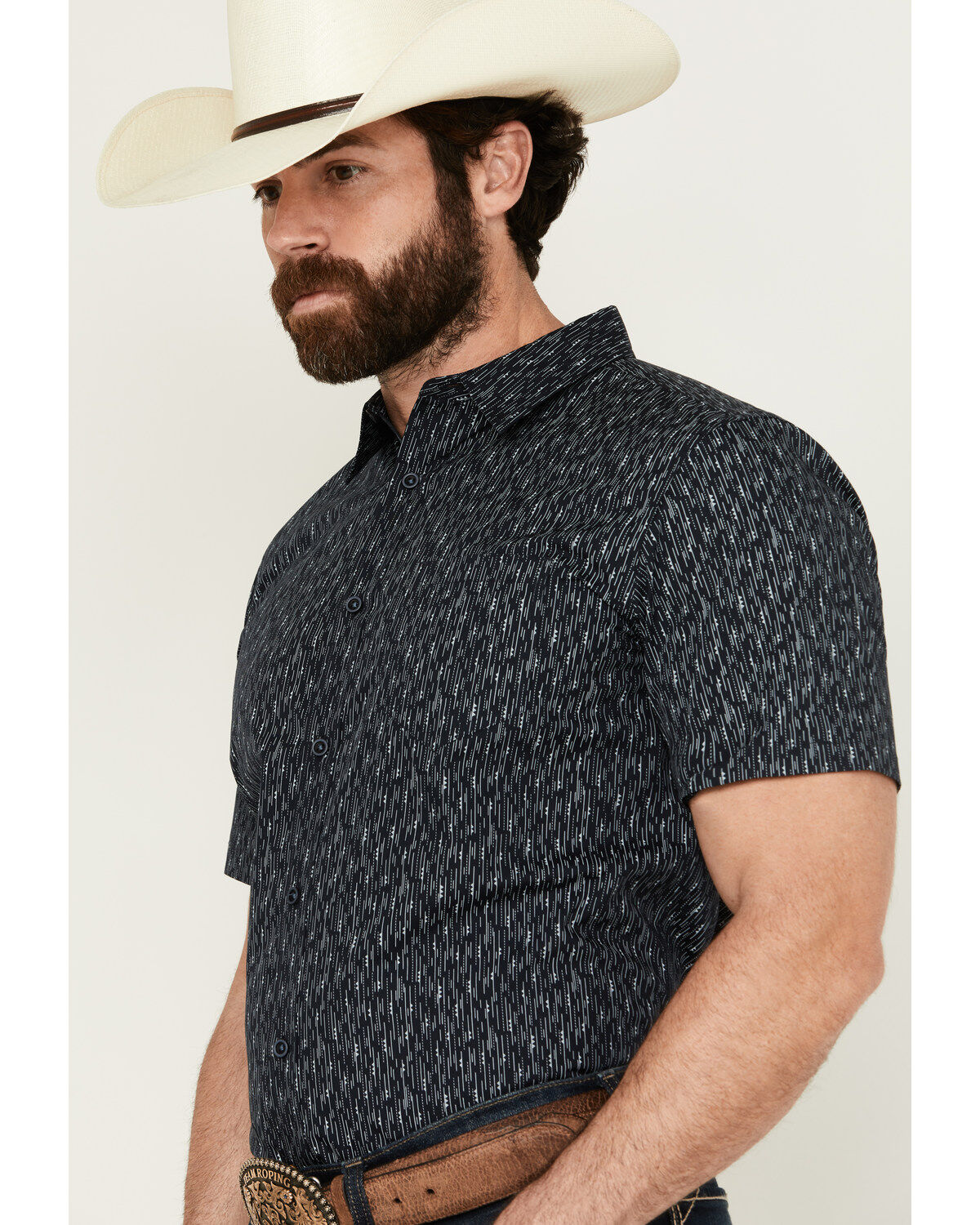 Gibson Men's Space Dot Geo Print Short Sleeve Button-Down Western Shirt