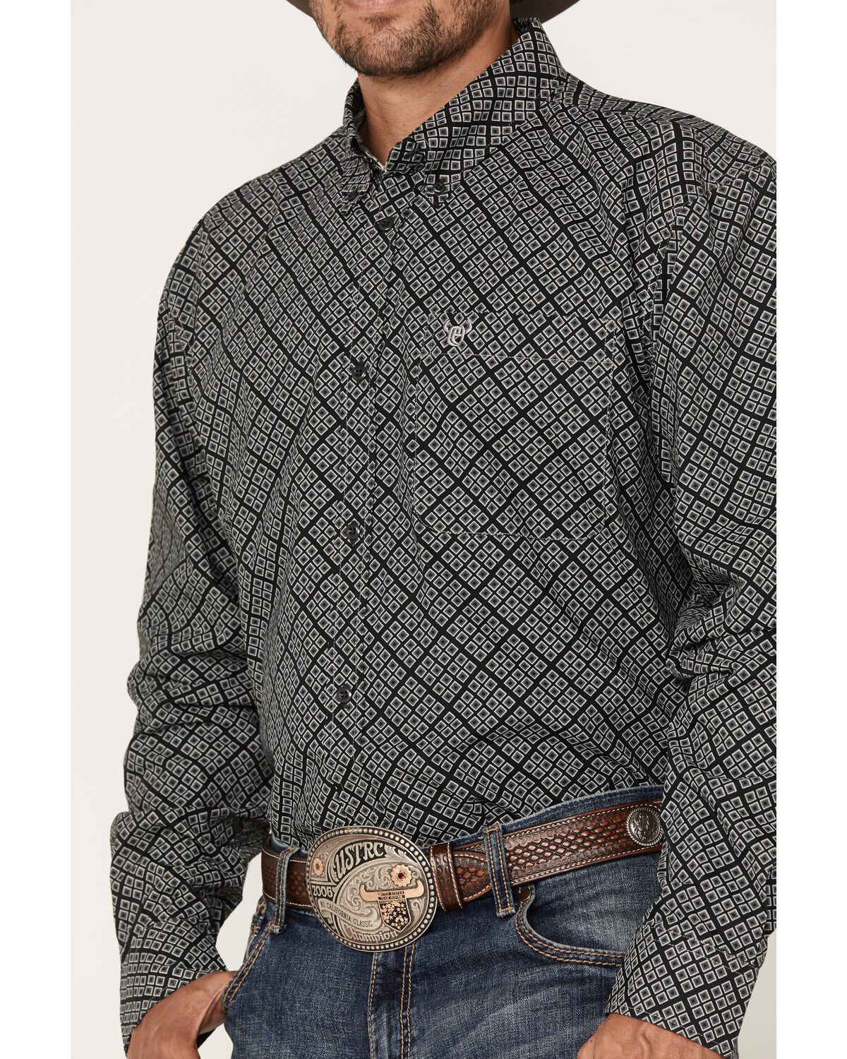 Cowboy Hardware Men's Wild Gem Geo Print Long Sleeve Button Down Western Shirt
