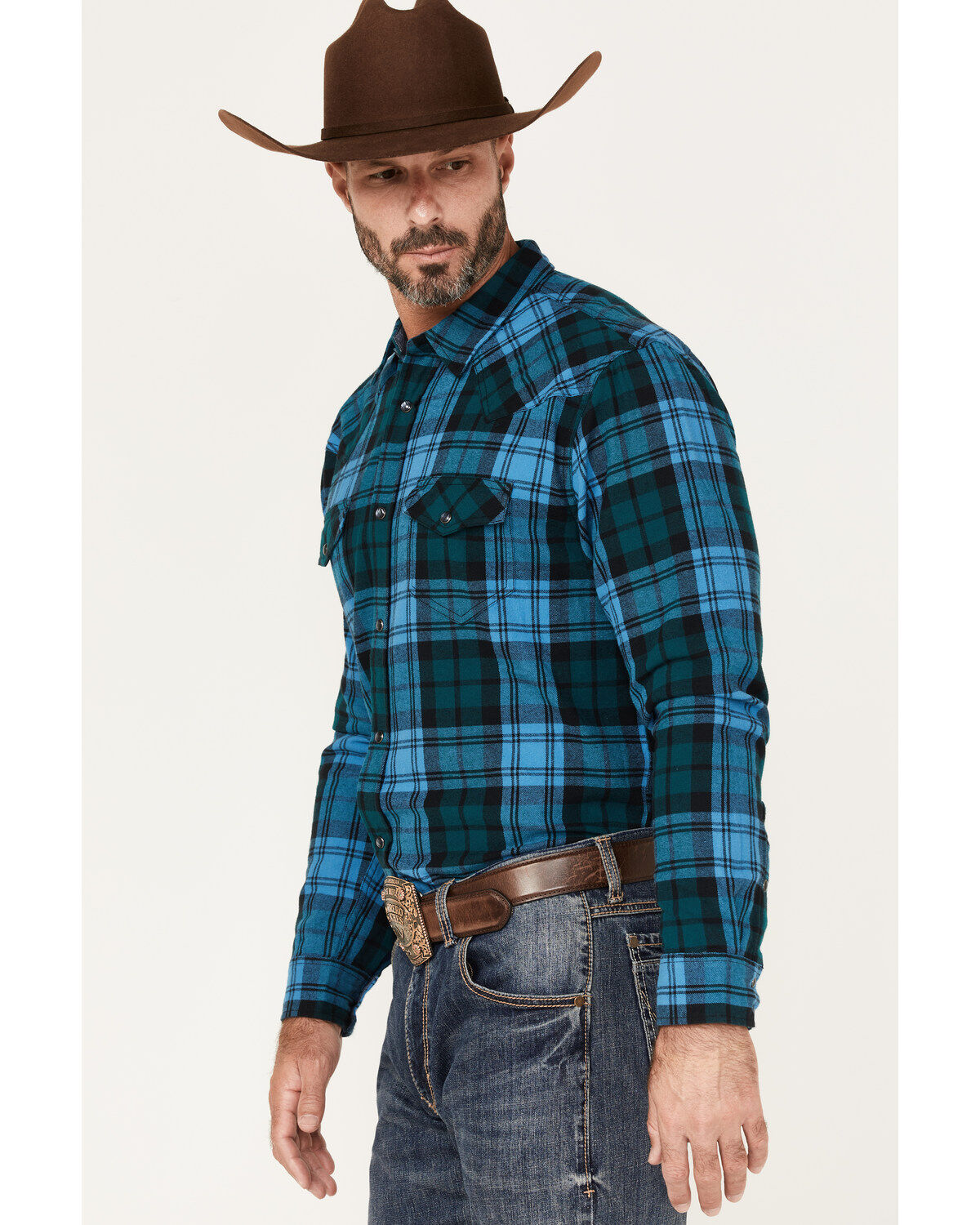 Cody James Men's McKenzie Plaid Print Pearl Snap Western Flannel Shirt