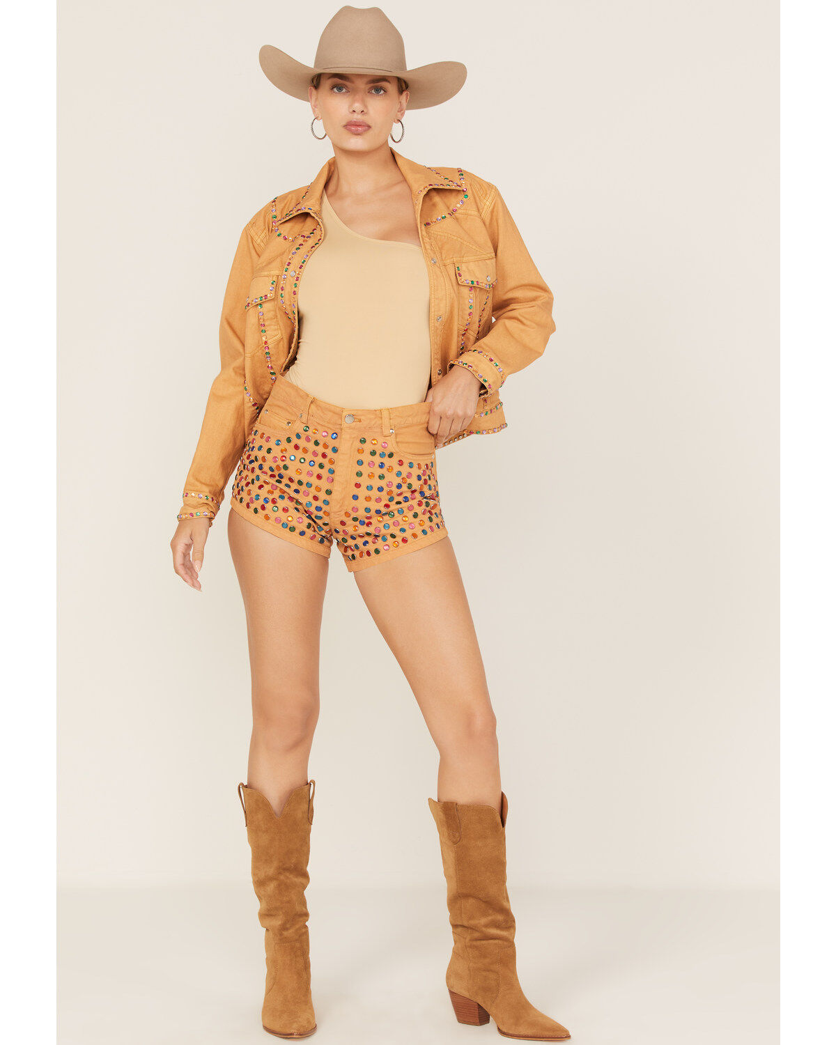 Understated Leather Women's Elvis Rhinestone Western Denim Snap Jacket