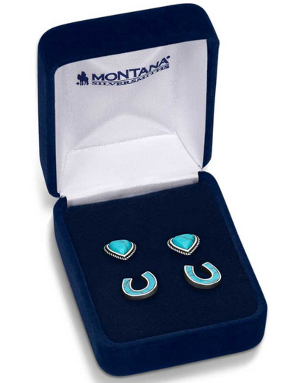 Montana Silversmiths Women's Heart & Horseshoe Turquoise Earrings - 2 Piece