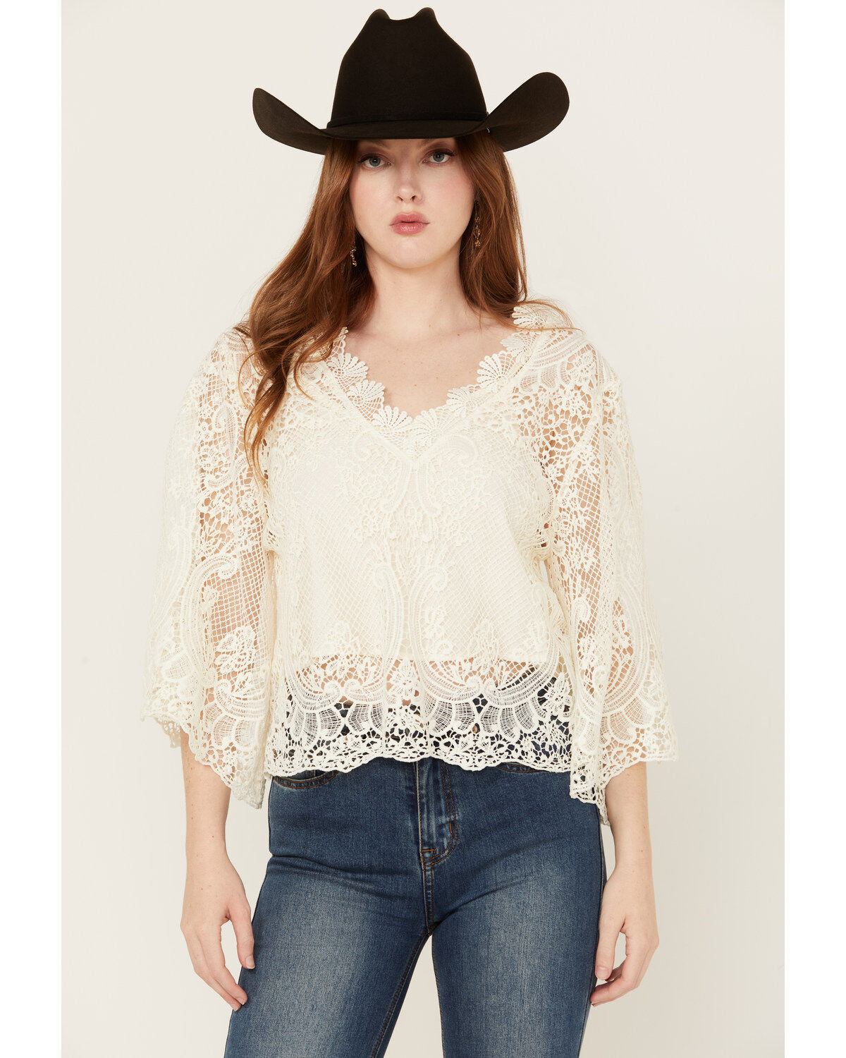 Miss Me Women's Paisley Embroidered Long Sleeve Blouse