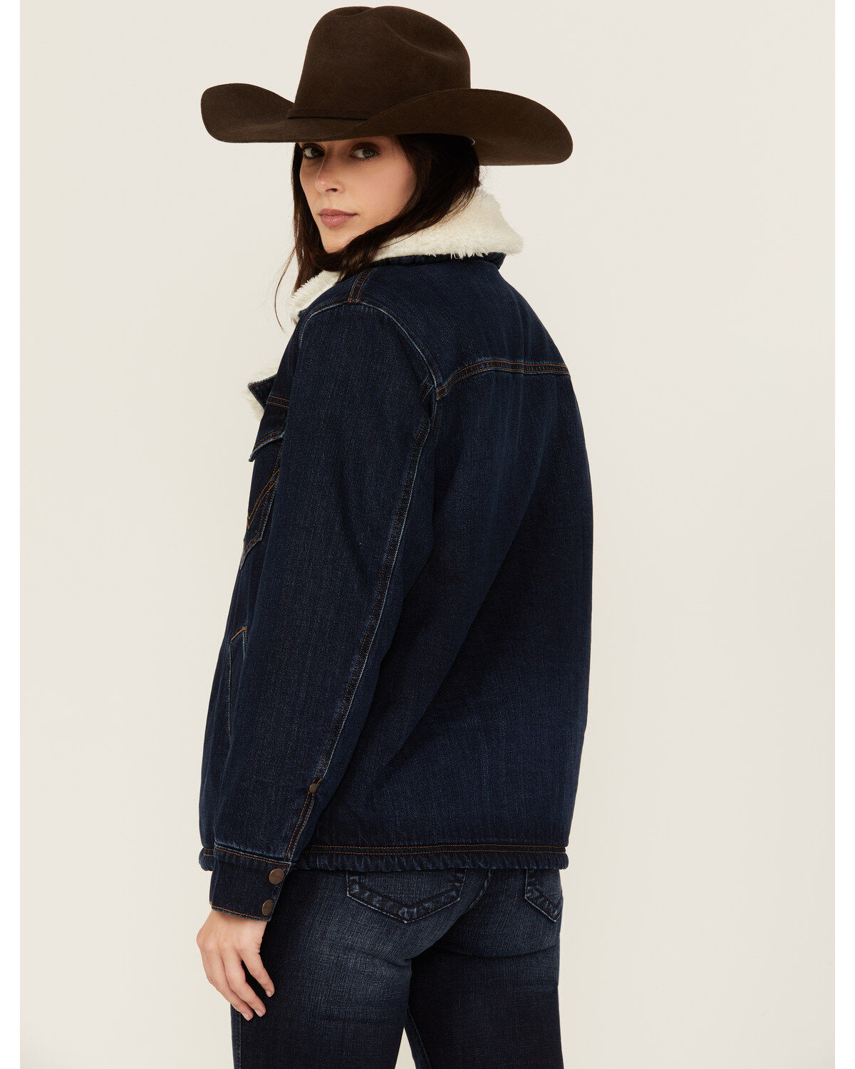 Wrangler Women's Dark Wash Sherpa Lined Denim Jacket