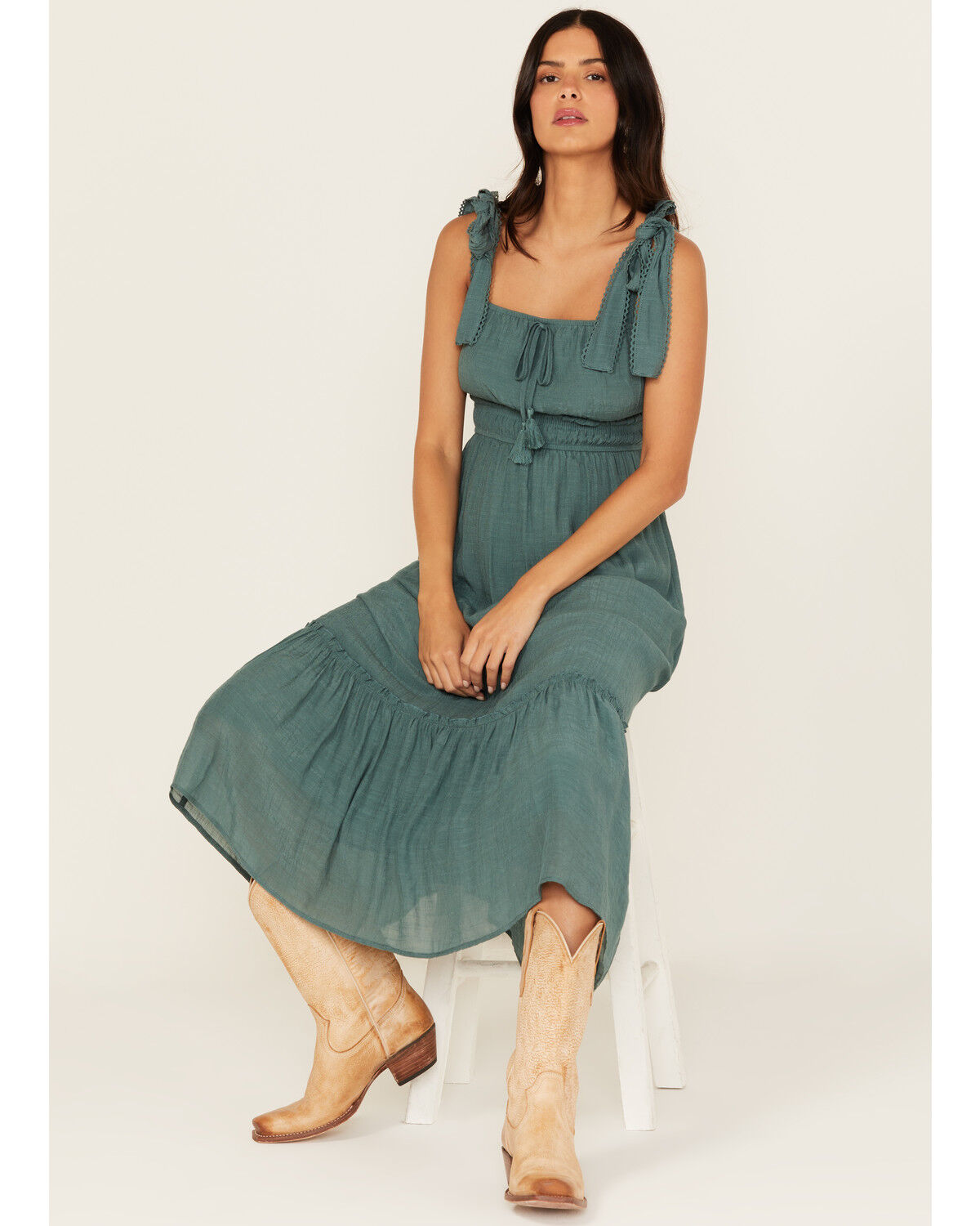 Trixxi Women's Smocked Waist Midi Dress