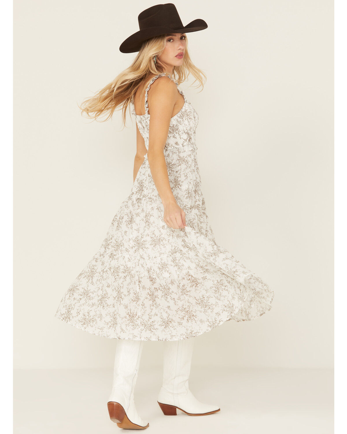 Yura Women's Floral Print Sleeveless Midi Dress