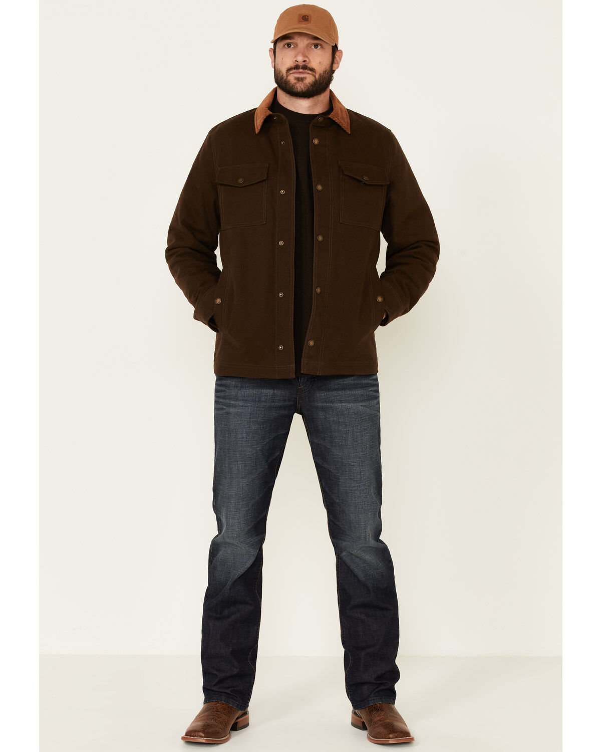 Pendleton Men's Solid Olive Canvas Snap-Down Shirt Jacket