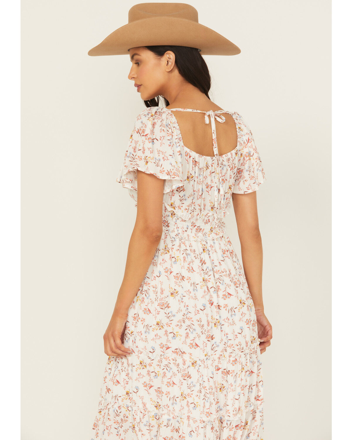 Wild Moss Women's Floral Print Short Sleeve High-Low Dress