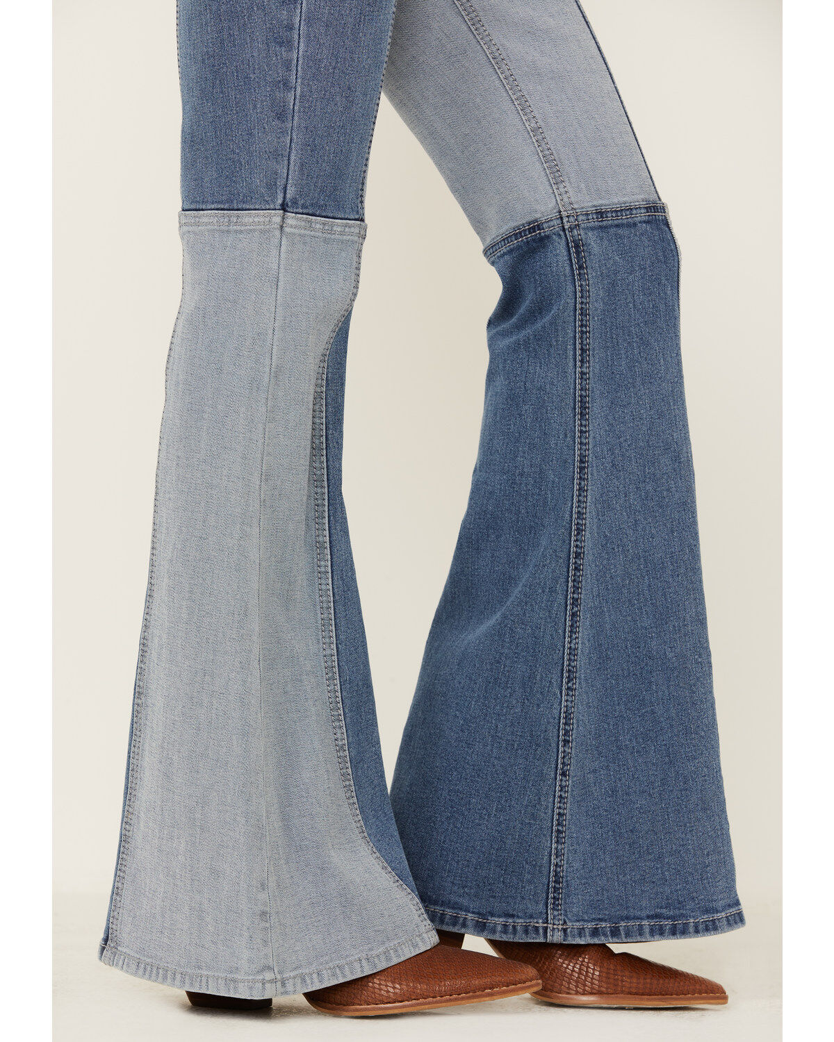 Shyanne Women's Mid Rise Color Blocked Flare Jeans