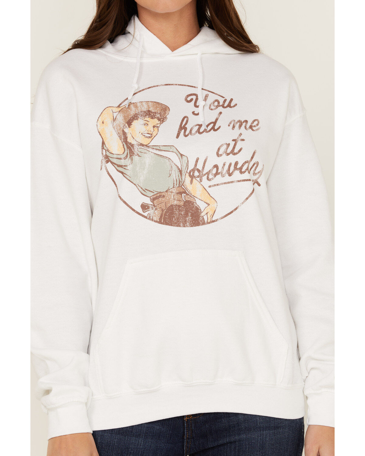 Goodie Two Sleeves Women's You Had Me At Howdy White Graphic Hoodie