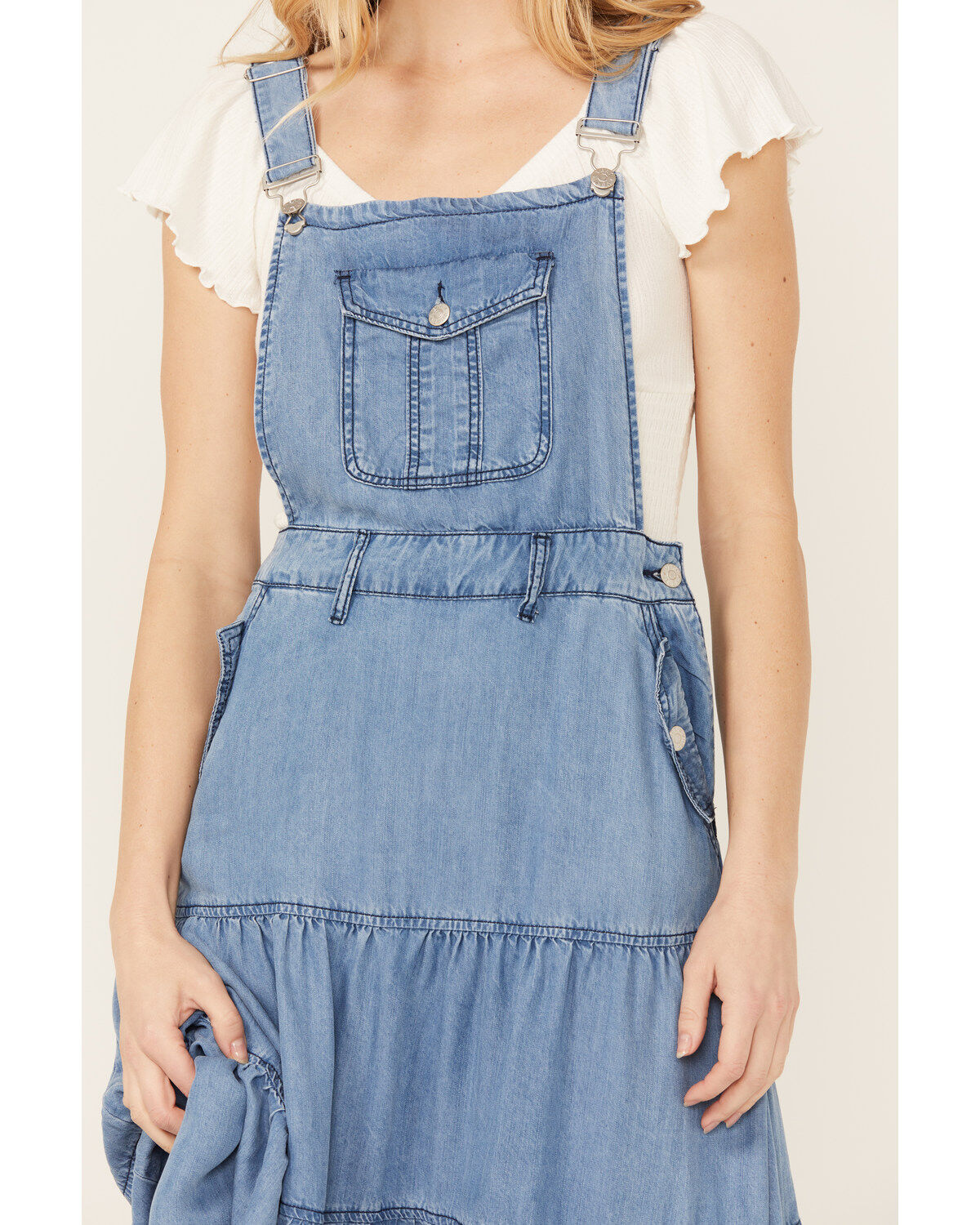 Vibrant Denim Women's Medium Wash Overall Denim Dress