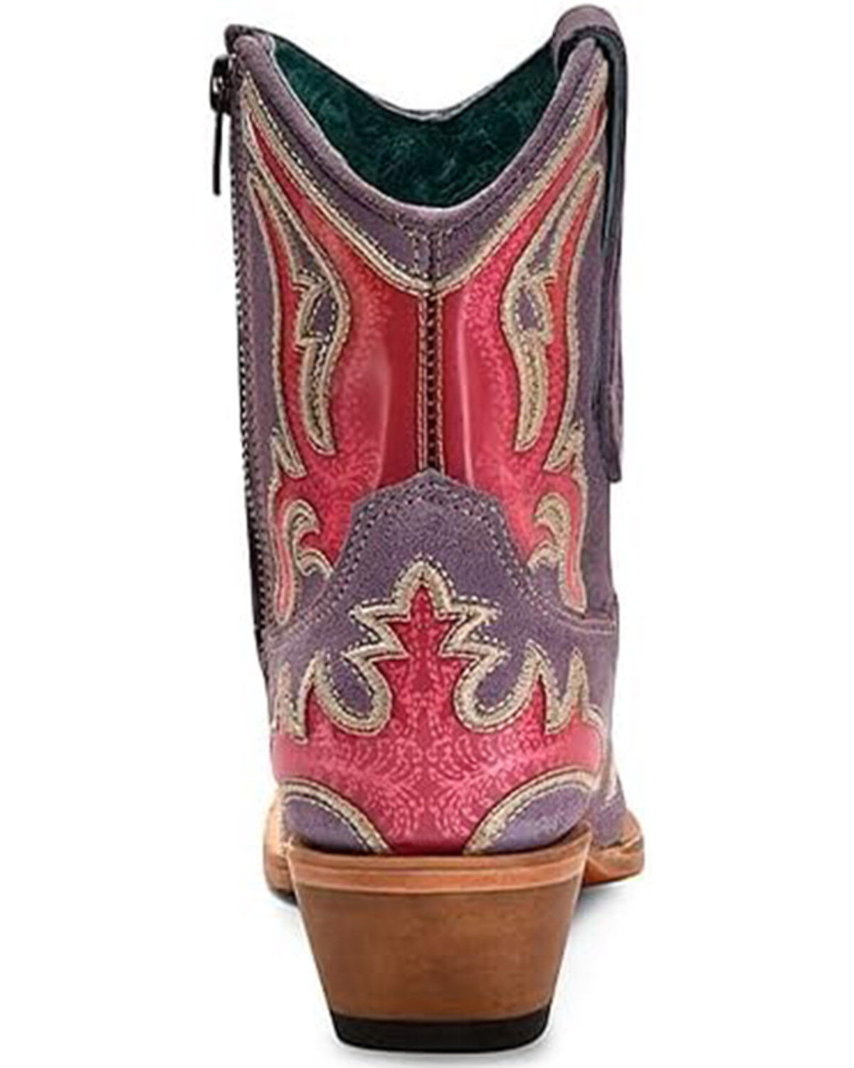 Corral Women's Polymer Overlay and Neon Embroidered Zipper Ankle Boots - Snip Toe